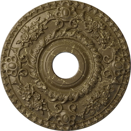 Ekena Millwork Rose Ceiling Medallion (Canopies up to 7 1/4"), 18"OD x 3 1/2"ID x 1 1/2"P, Mississippi Mud Crackle CM18ROMMC